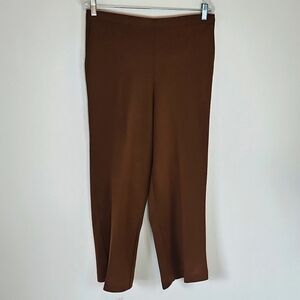 Alfred Dunner Women’s Brown Straight Leg Slacks Pants Size 14 Flat Front euc